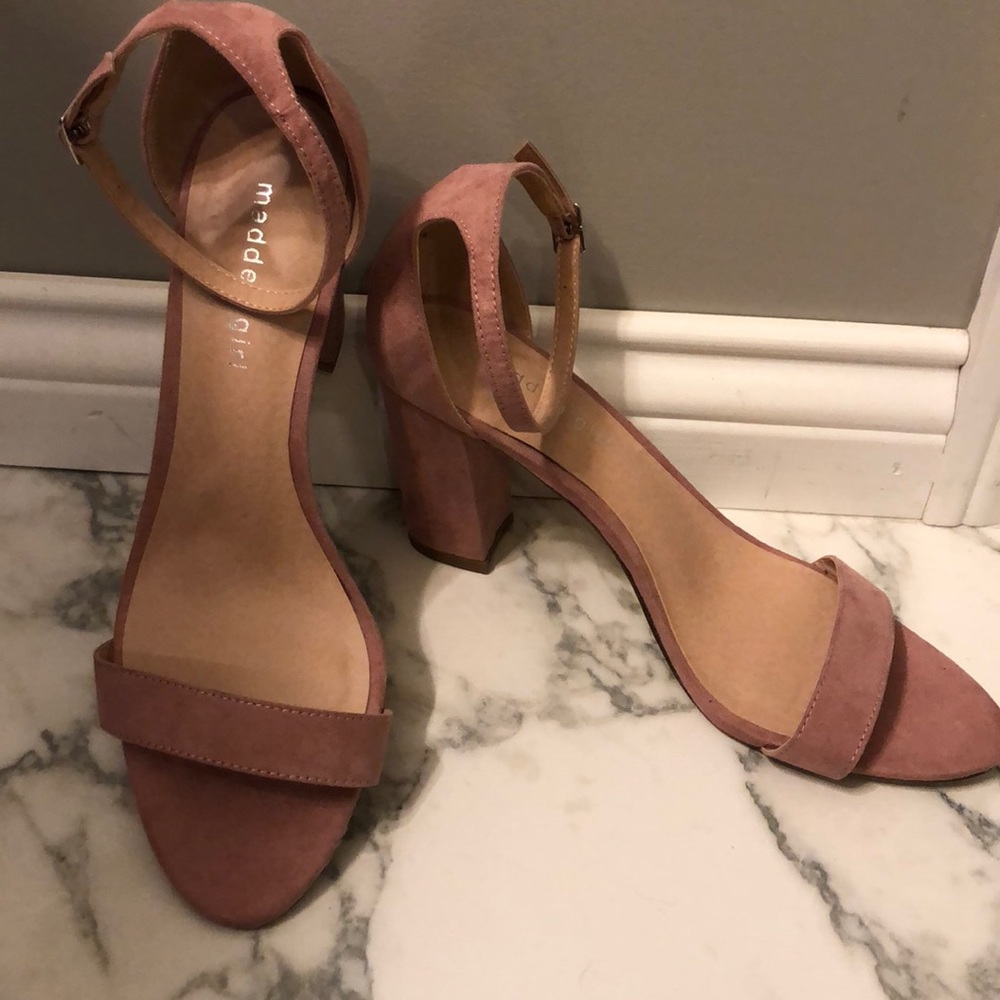 Mauve chunky strappy heels